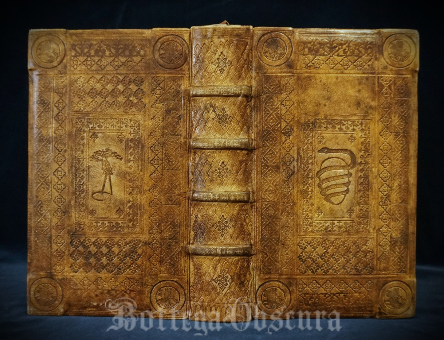 Journal, Medieval style Orphic egg symbol journal, medium size journal, hand sewn and hand bound, personalize journal with engraving
