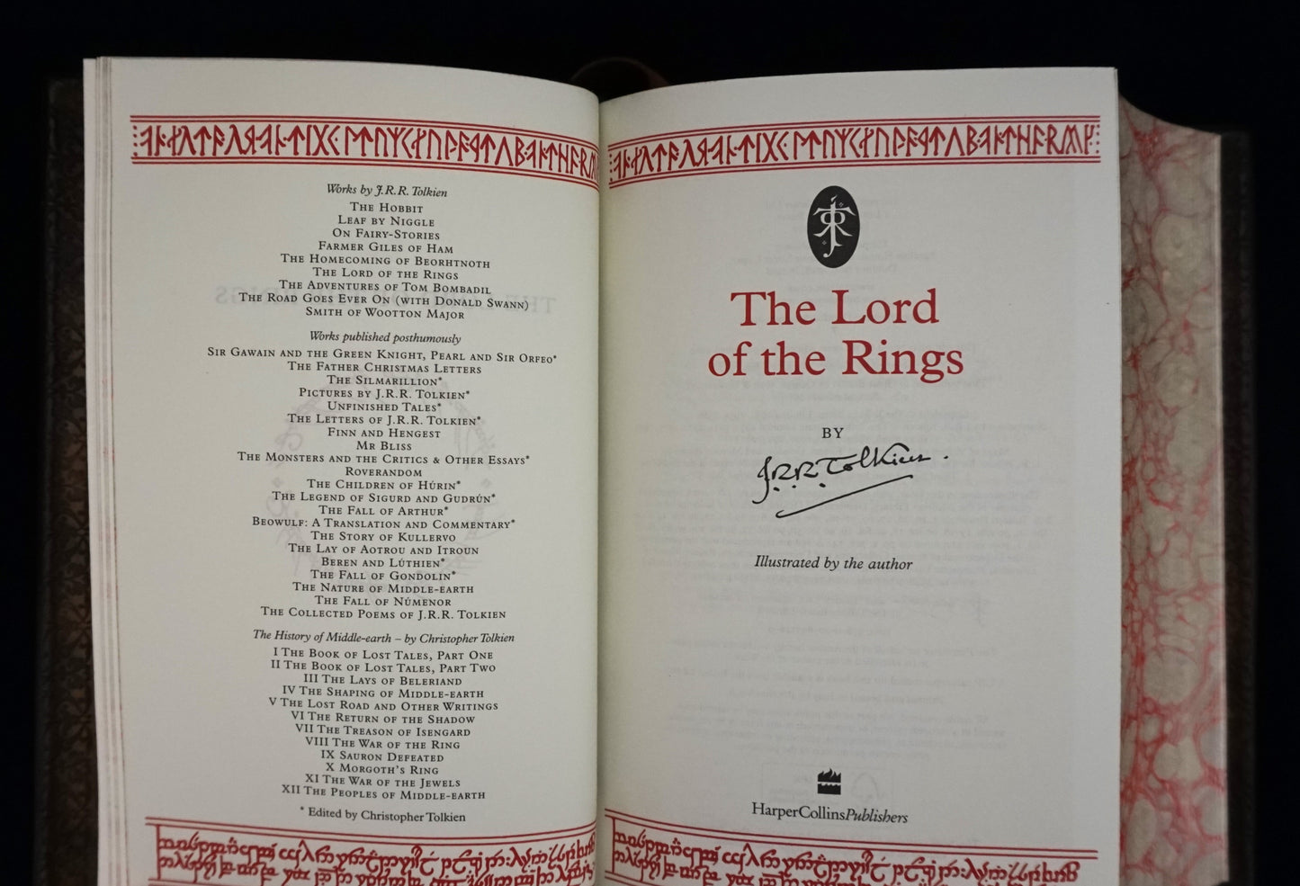 The Lord of the Rings, Hand sewn and hand bound book, Illustrated by J.R.R Tolkien, Customize it by engraving your surname or initials.