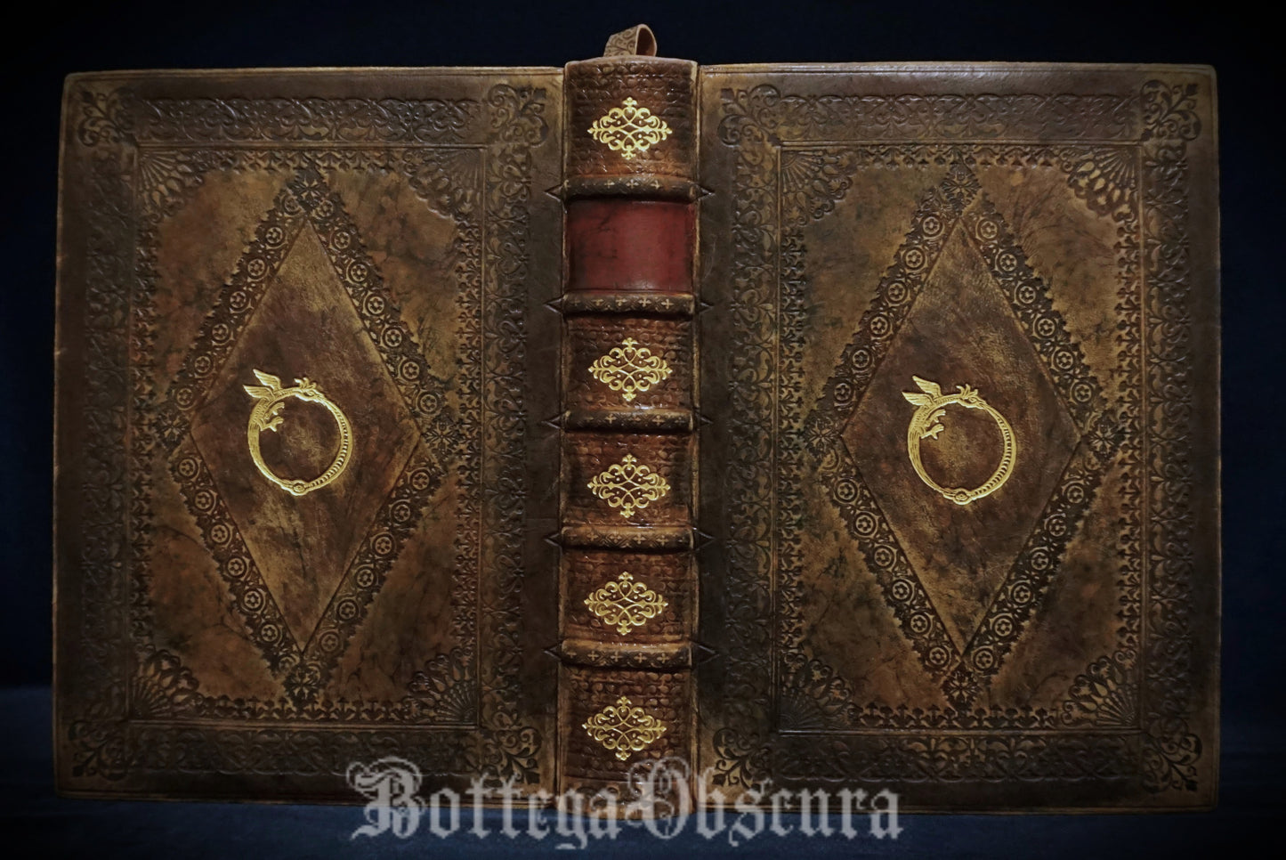 Uroboros journal, Leather bound large journal, Hand sewn and hand bound journal, Personalized journal