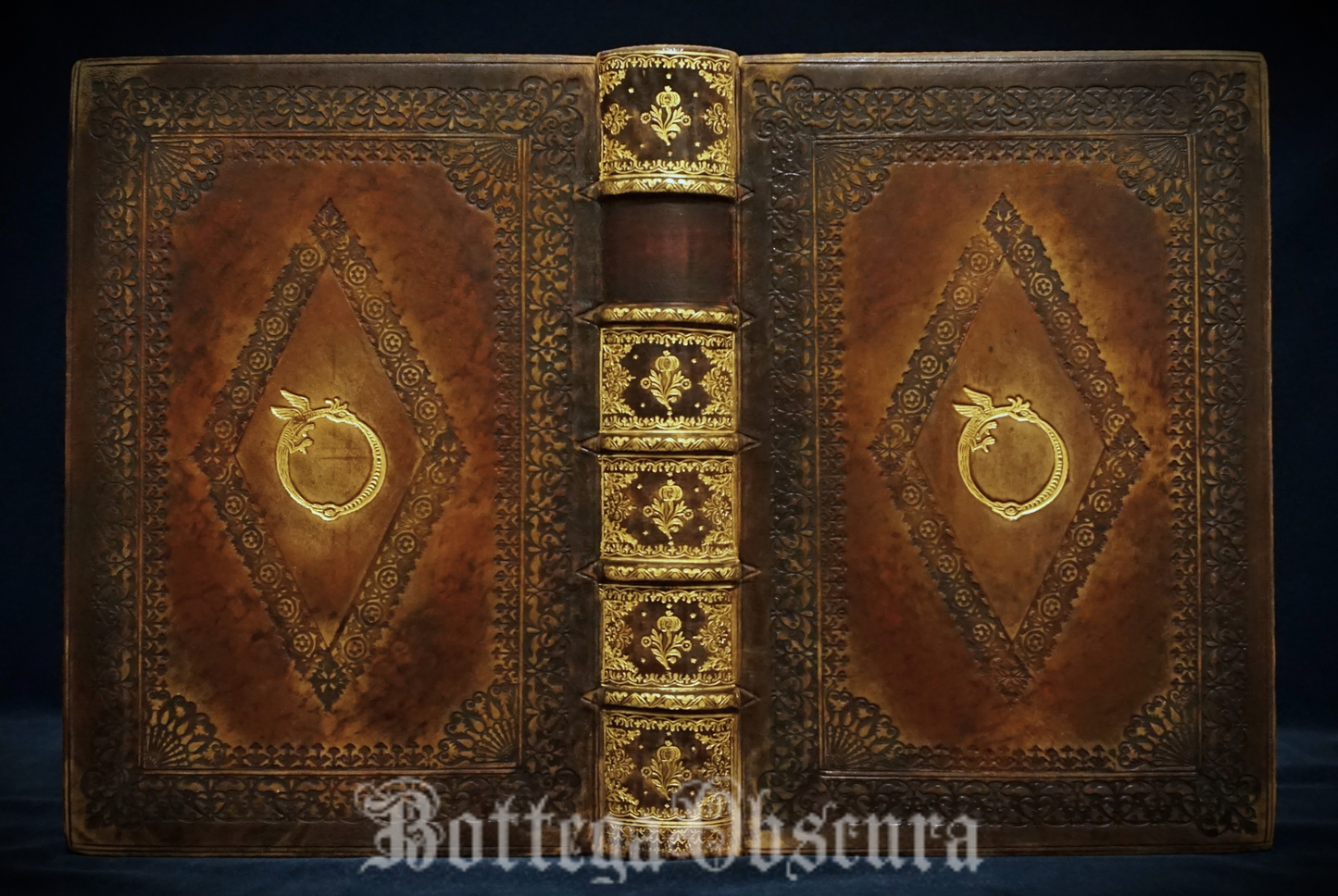 Uroboros journal, Leather bound large journal, Hand sewn and hand bound journal, Personalized journal