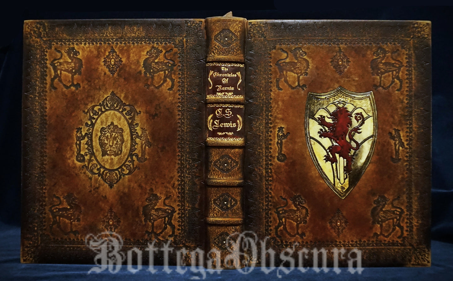 The Complete Chronicles of Narnia by C.S. Lewis, Illustrated by Pauline Baynes — Hand-Rebound Leather-Bound Book
