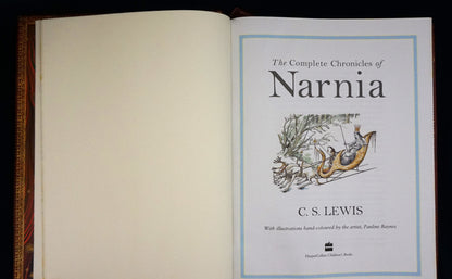 The Complete Chronicles of Narnia by C.S. Lewis, Illustrated by Pauline Baynes, Leather bound book