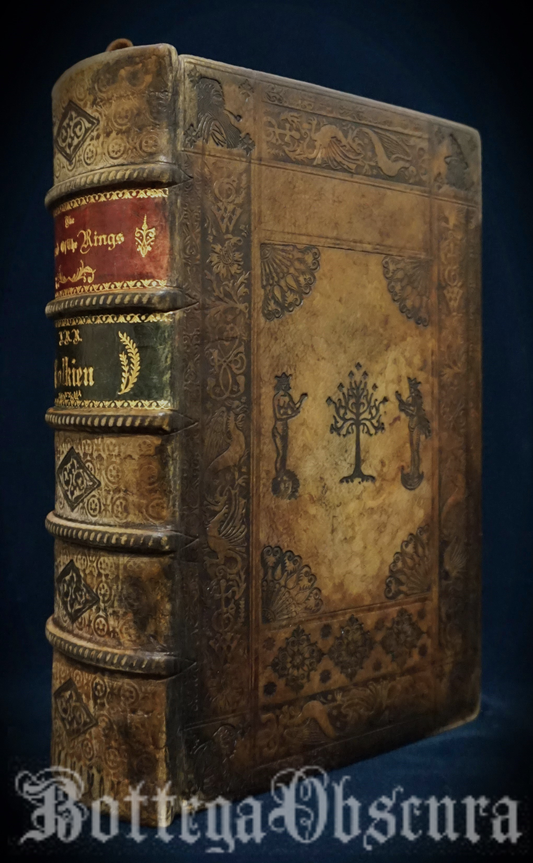The Lord of the Rings, Hand sewn and hand bound book, Illustrated by J.R.R Tolkien, Customize it by engraving your surname or initials.